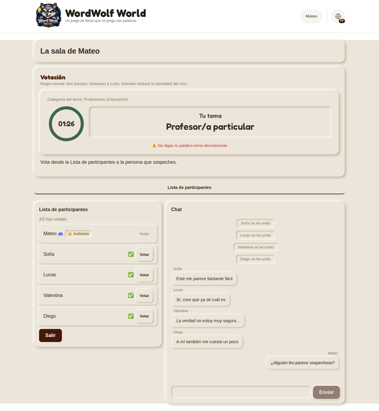 Fase de votación (escritorio)